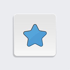 Rounded blue star icon, Soft-edged favorite symbol, UI star button, Smooth five-pointed star, Flat rating icon, Blue graphic star, Modern star shape element, vector illustration.