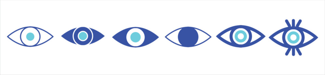 Eye Icons Set – Vision, View, and Watch Symbols in Various Styles