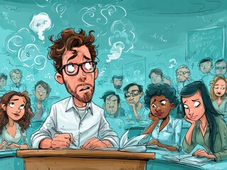Students in a classroom during a challenging lecture.