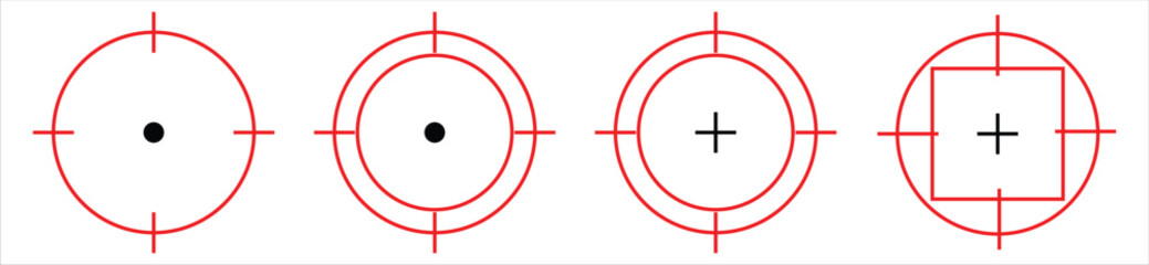 Crosshair and Target Icons Set – Aim, Focus, and Precision Symbols in Blue and Red