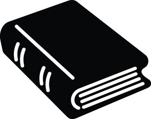Stylized Book Icon Black and White Illustration of a Bound Text with Pages and Spine