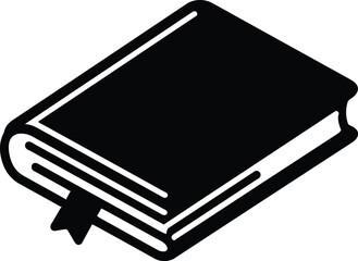 Black and White of a Closed Hardback Book with Ribbon Bookmark Isolated