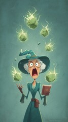 A  woman wizard with rocks levitating around her.