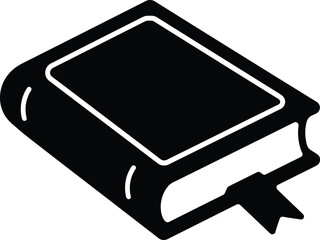 Closed Black Book with Bookmark Icon for Education and Reading Illustrations