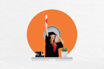 Sketch image trend artwork photo collage of camera shooting autumn season cap hat student...