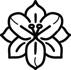 Minimalist Black and White Floral Design Featuring Elegant Stylized Lily Shape Illustration