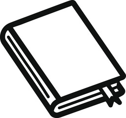 Simple Black and White Illustration of a Closed Book with Bookmark Page Indicator