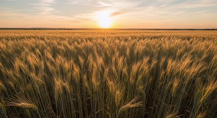 Obraz premium wheat field in sunset