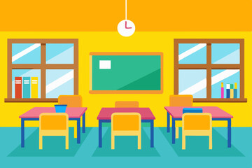 Empty home living room interior with a flat screen TV on a wooden desk and a chair