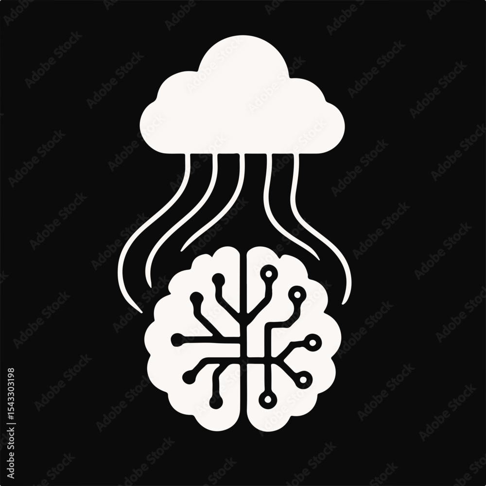 Poster cloud computing and artificial intelligence integration a symbolic representation of data transfer a