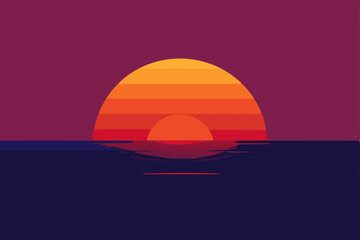 Obraz premium Sunrise and sunset over the ocean, painting the sky with fiery orange and red hues, reflecting on the water at the horizon