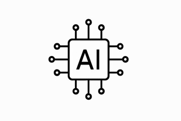 A Minimalist Line Art Depiction of an Artificial Intelligence Microchip Symbolizing Technological Advancement and Innovation in the Realm of Computer Science and Machine Learning Applications