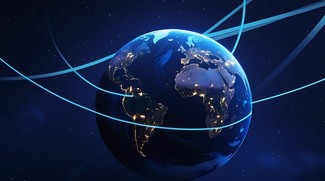 Global network connections earth planet digital world