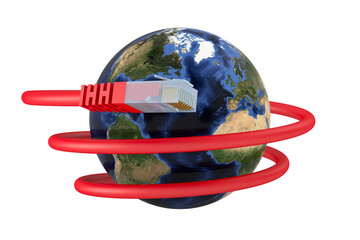 Global network on white background. Isolated 3D illustration
