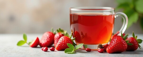 Vibrant Strawberry Vitamin Herbal Tea Infusion, mug, aromatherapy, vitamin tea