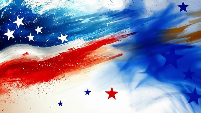 Abstract american flag with bold brush strokes in vibrant red, blue, and white. Independence Day, Fourth of July, July 4th - American Freedom Celebration, US National Holiday USA