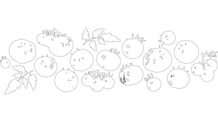 Minimalist clipart of tomatoes with leaves