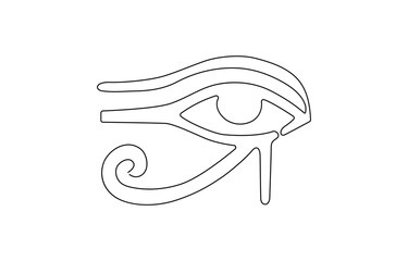 Eye sign in continuous line drawing style. Line art of human eye sign. Vector illustration. Abstract background,  Hand drawn human eye with wave lines, Single continuous one line art female watch.