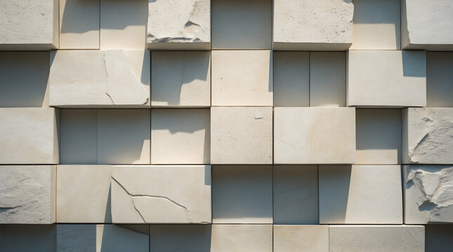 Light beige square blocks, textured with cracks, arranged in grid pattern
