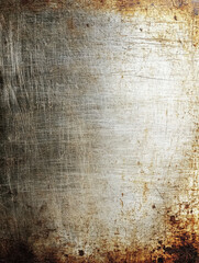 Obraz premium Distressed scratched metal sheet texture with a grunge industrial background. Rusty aluminum surface for construction material or abstract design.