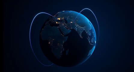Global network connection earth at night
