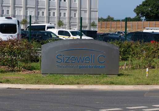 The entrance to the Sizewell C nuclear power station in Suffolk, UK