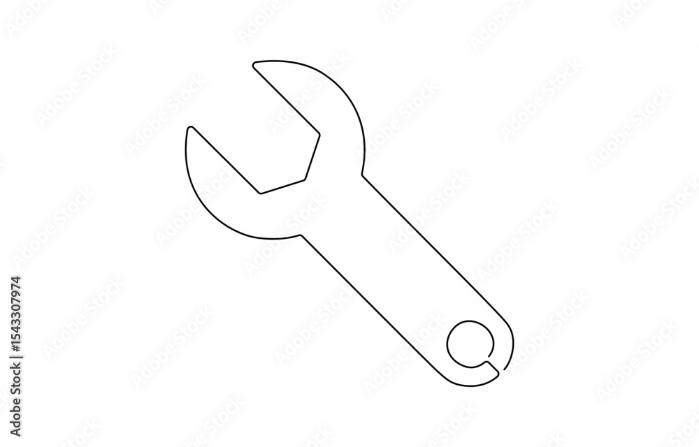 Fototapete Single continuous line art screwdriver settings symbol silhouette. Computer service technology support design element, . Computer service technology support design element one sketch outline drawing .