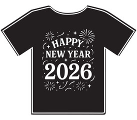Happy New Year 2026 Celebration T-Shirt Design with Fireworks

