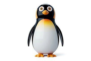 Obraz premium 3D Rendered Penguin: Cartoon Penguin Illustration, Digital Penguin Character, Cute Penguin Graphic, Shiny Penguin Mascot, White Background Penguin