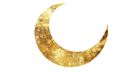 Stylish golden crescent moon design with elegant curves shiny metallic finish and celestial decor element isolated on white background