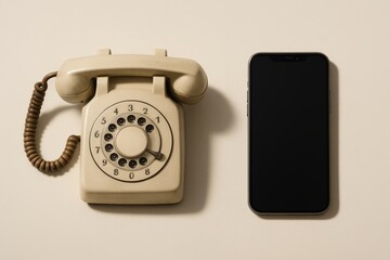  Old rotary phone vs modern smartphone