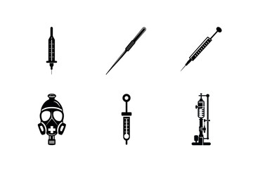 Obraz premium Medical equipment and gas mask silhouette