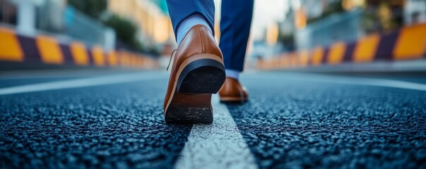 Businessman preparing for a competitive business race, symbolizing his readiness to take on challenges and succeed in the corporate world., Generative AI