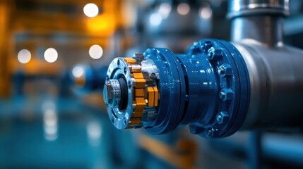 A detailed shot of mechanical equipment in an industrial setting, demonstrating engineering precision and the intricacies of modern industrial design.