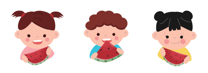 Summer vacation rural children illustration