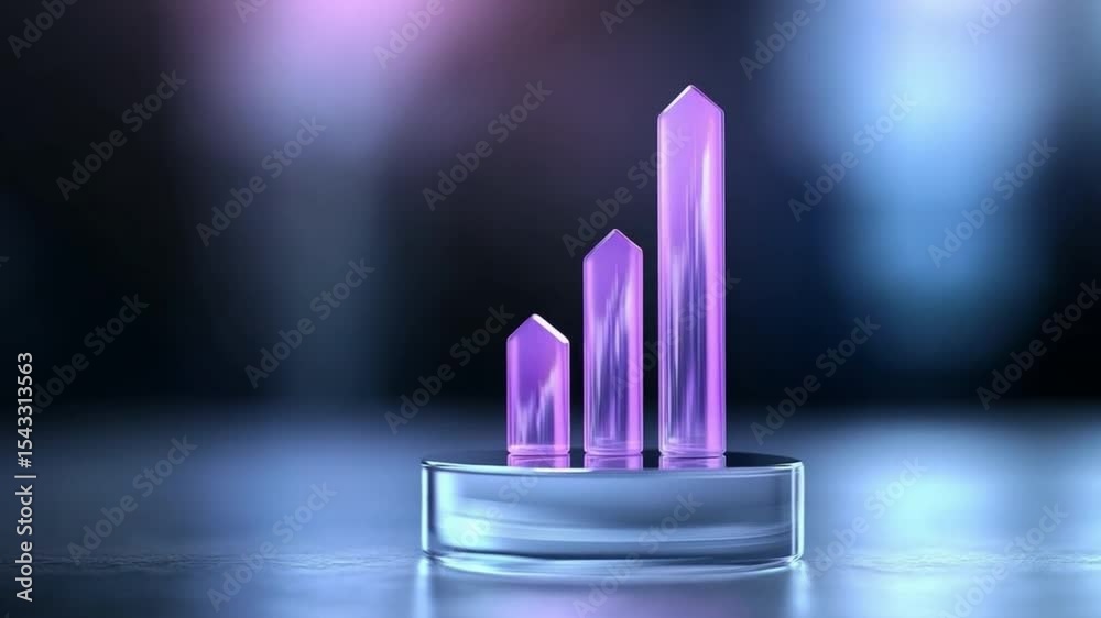 Poster crystal growth: an artistic rendering of luminous crystals ascending from a pedestal, showcasing con
