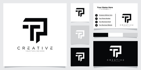 Initial TP or PT Logo Design Vector template with business card design