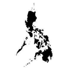 Philippine Islands Map Black and White Vector Illustration