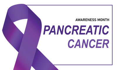 Pancreatic Cancer Awareness Month. Raising awareness of Pancreatic Cancer campaign. Realistic Purple Ribbon. Vector Illustration EPS10
