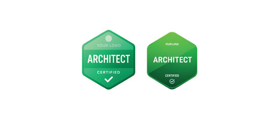 Certified Architect Badge Design – Professional Green Certification Logo Template
