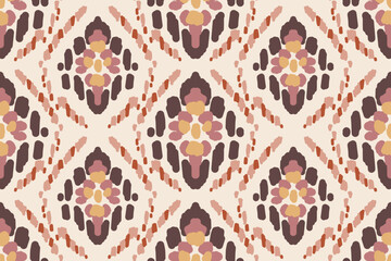 Seamless traditional ikat pattern with earthy tones in geometric and tribal-inspired design. Ideal for textiles, wallpapers, and ethnic-themed projects.