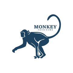 Monkey logo design vector. Silhouette Monkey Template Illustration. Icon Symbol