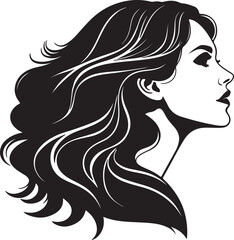 Elegant woman profile with long wavy hair