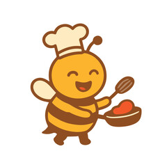Happy Chef Bee Cooking Food