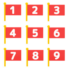 数字が書かれた赤い旗アイコン