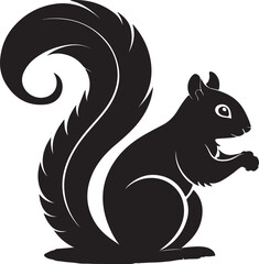Elegant black silhouette of a squirrel