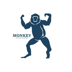 Monkey logo design vector. Silhouette Monkey Template Illustration. Icon Symbol