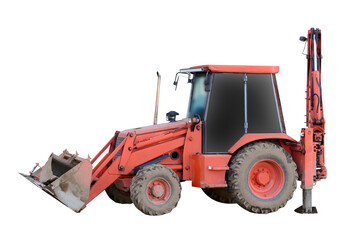 red tractor isolated on white background