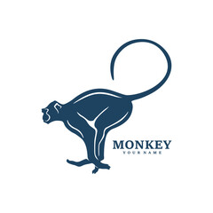 Monkey logo design vector. Silhouette Monkey Template Illustration. Icon Symbol