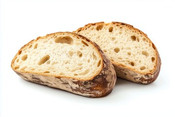 Freshly baked obi bread cross-section showcasing airy texture on a clean white background, highlighting the perfect rise and crumb structure of artisan bread
